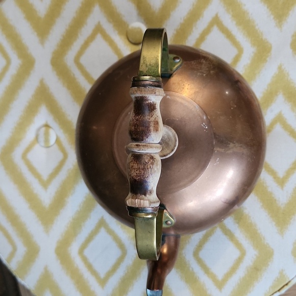 Vintage TAGUS Copper And Brass Teapot with Wooden Handle made In Portugal - Picture 3 of 9